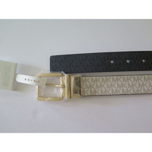 Michael Kors 553793C Women Sz M Reversible White/Black Signature Logo MK Belt - Picture 3 of 9